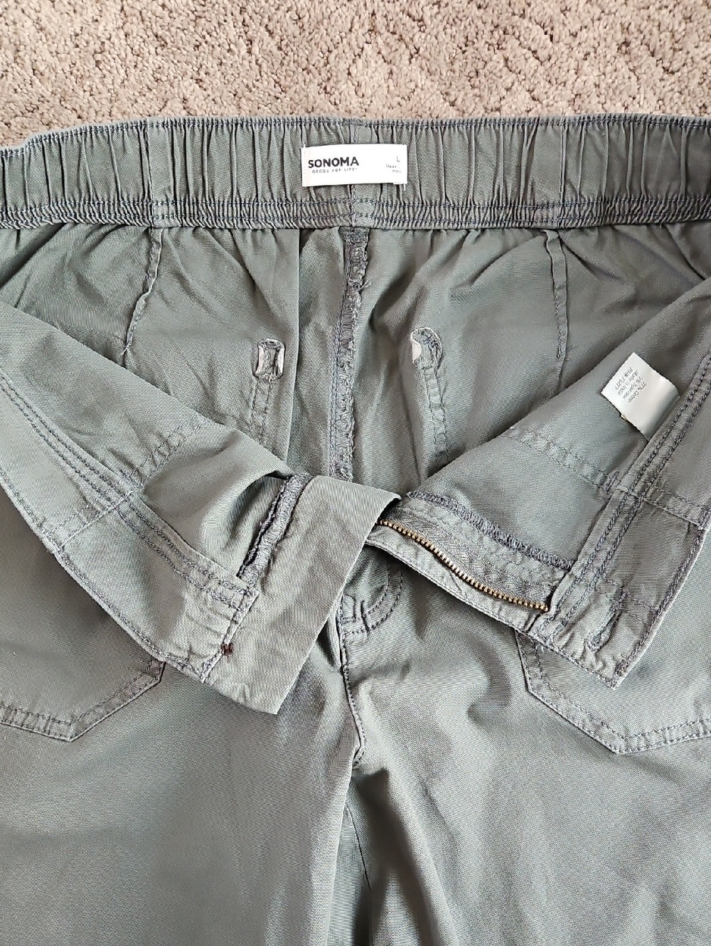 Sonoma Woman's Sage Green Flat Front Casual Shorts - Picture 2 of 4